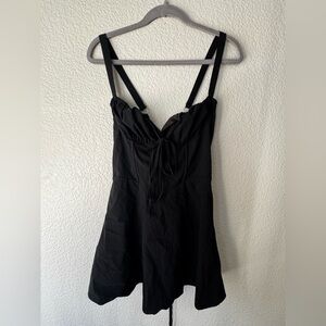 Black Corset Mini Dress Tie Front Spaghetti Strap Cocktail Dress Size L